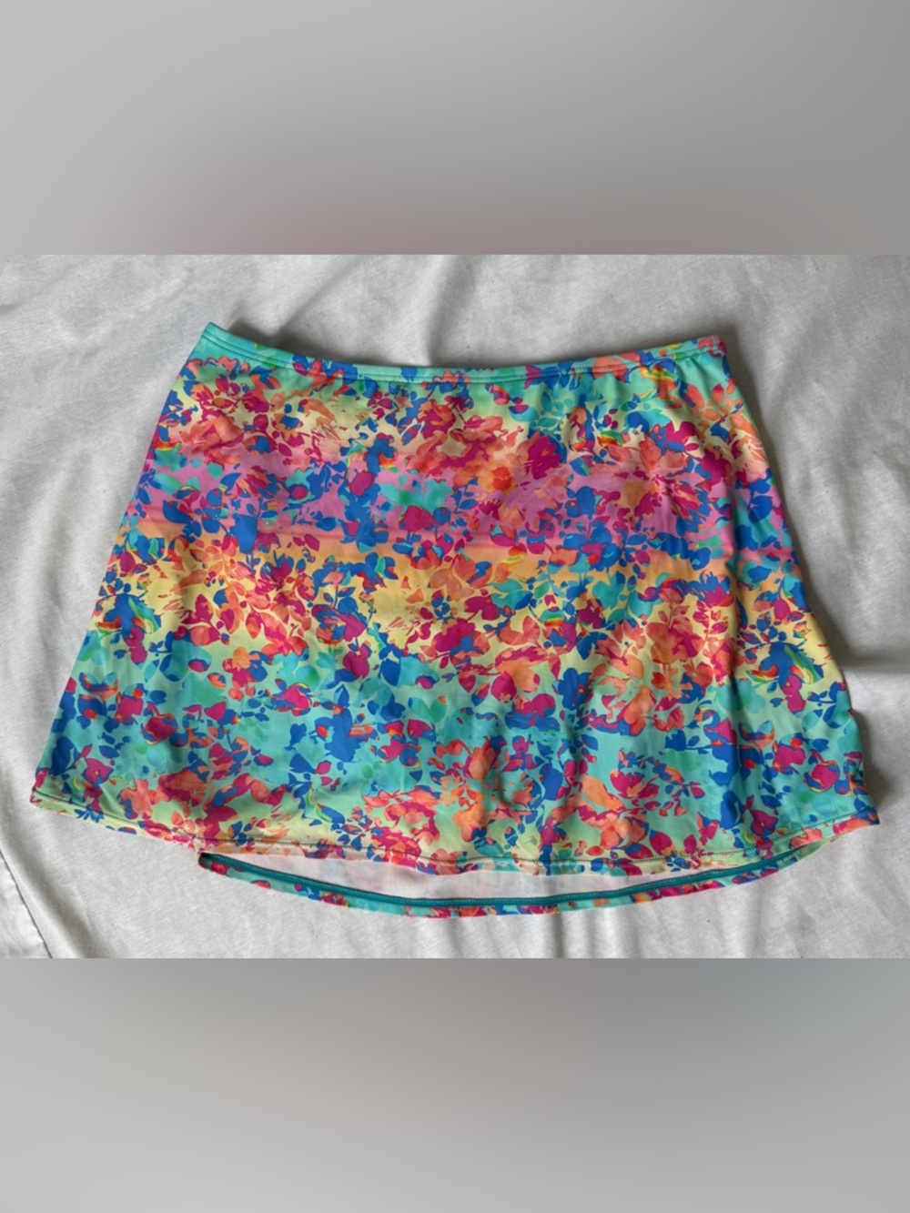 Soft Surroundings teal pink  Floral Swim Skirt large modest